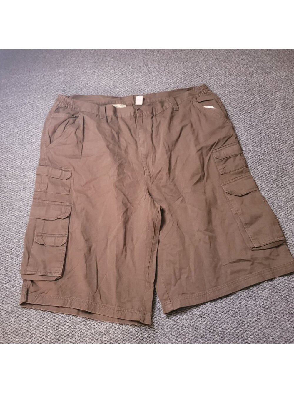 Boulder Creek Cargo Shorts Mens 46 Big Tall Khaki Elastic LL Chino y2K Brown
